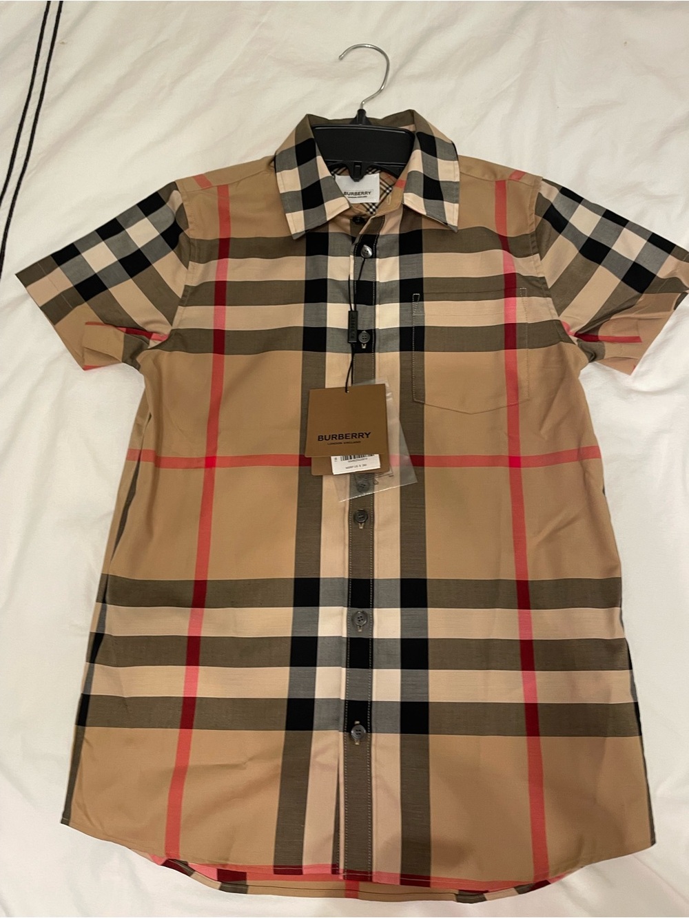 Burberry Kids NWT Owen Check Short Sleeve Shirt 10Y Archive Beige